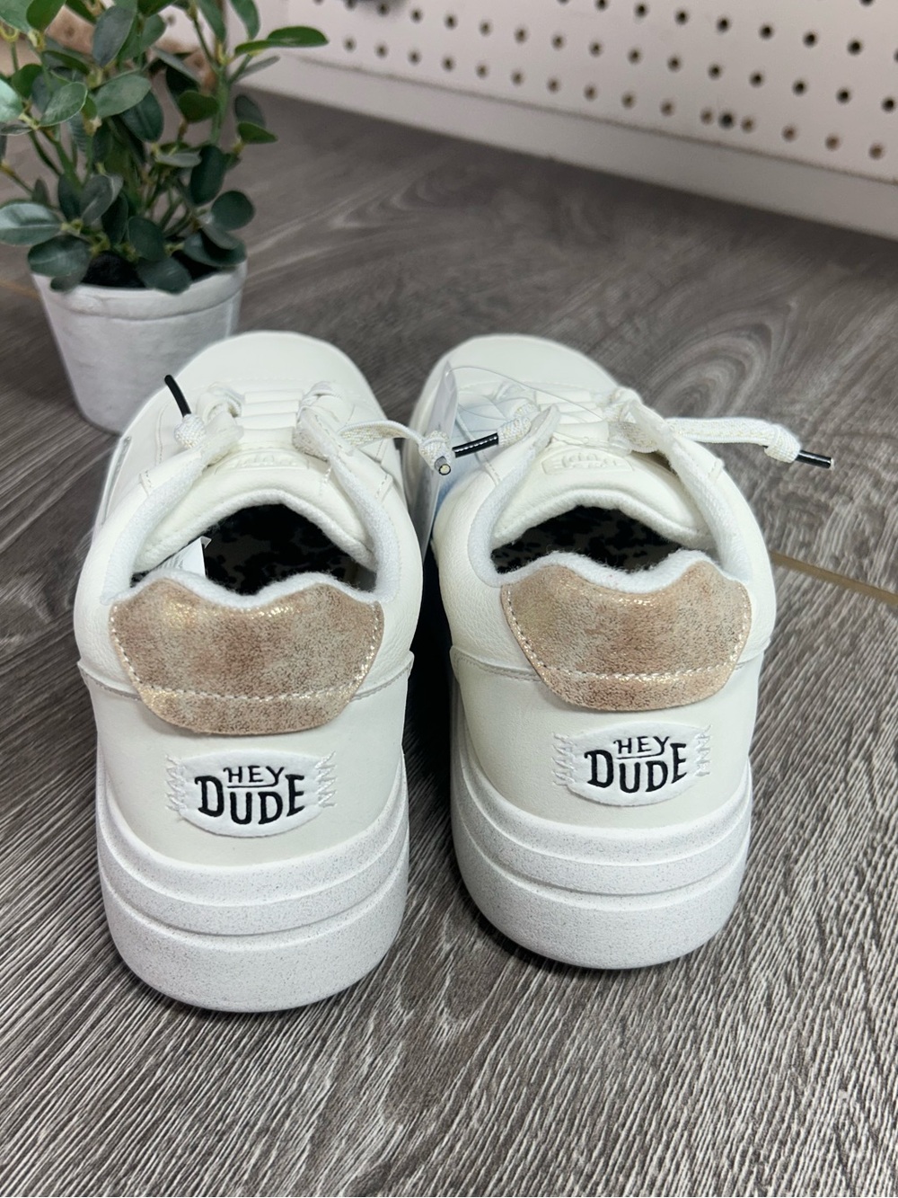 Hey dude Hudson lift metallic Platform Sneakers with Silver Accent and Gold Heel - Picture 4 of 10